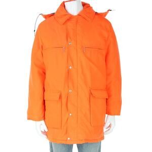 70s Vintage Hirsch Weis Hooded Bright Orange Jacket Coat M